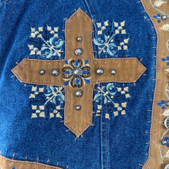 VTG Dont Mess With Texas Vest Women Medium Western Festive Cowboy Studded Cross - Picture 5 of 9